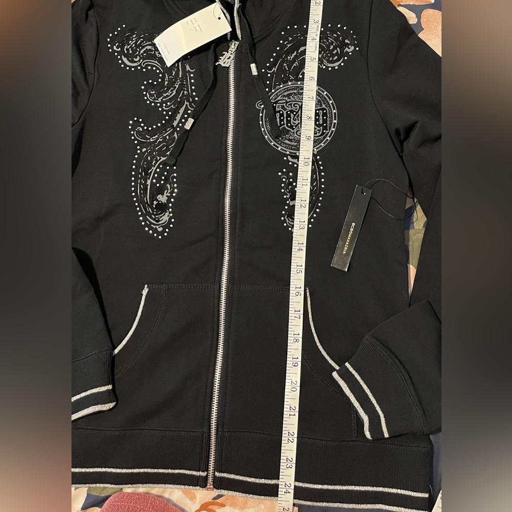BCBG Maxazria Size:L WomenHoodie/Pants Phinestone Detail Shimmer Thread Outline - Picture 8 of 16
